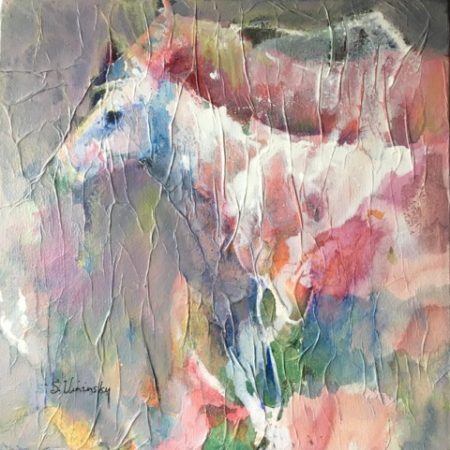 “Medicine Horses” Acrylic and Watercolour, 12” x 12” by artist Shernya Vininsky. See her portfolio by visiting www.ArtsyShark.com