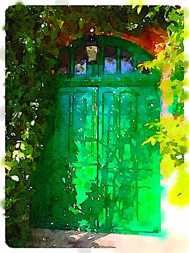 "Green Door, Giverny, France" by Sharon Kurlansky. See this artist’s portfolio by visiting www.ArtsyShark.com.