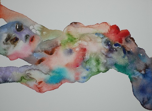 “Figure #14” Watercolor on Paper, 14” x 11” (Photo courtesy of Jim Kempner Fine Art, New York) by artist Shanlin Ye. See her portfolio by visiting www.ArtsyShark.com