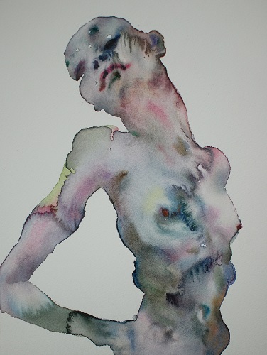 “Figure #5” Watercolor on Paper, 11” x 14” (Photo courtesy of Jim Kempner Fine Art, New York) by artist Shanlin Ye. See her portfolio by visiting www.ArtsyShark.com