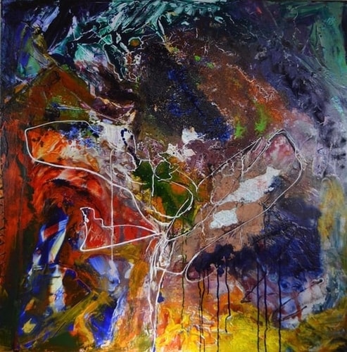 “Catcher of Light” Acrylic and Oil on Canvas, 36” x 36”by artist MarianneB Van Der Haar. See her portfolio by visiting www.ArtsyShark.com 