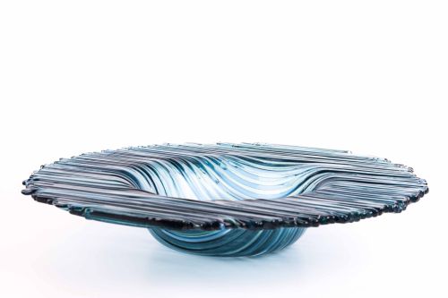 Decorative Vessel, Fused Glass, 50cm x 18cm by artist Evgeniya Guneva. See her portfolio by visiting www.ArtsyShark.com