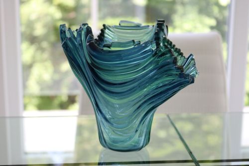 Decorative Vase, Fused Glass, 25cm x 20cm x 24cm by artist Evgeniya Guneva. See her portfolio by visiting www.ArtsyShark.com