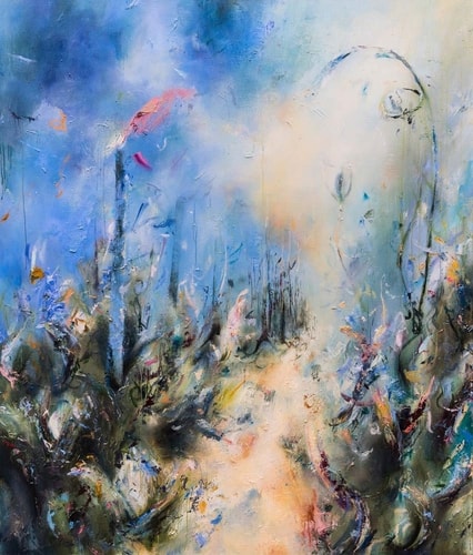 "Mist" Oil on Canvas, 55" x 65" by artist Samantha Kaplan. See her portfolio by visiting www.ArtsyShark.com