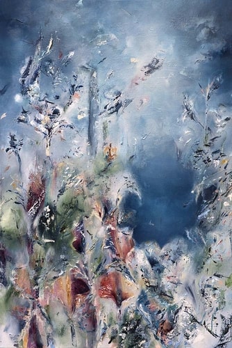 "Morning Bloom" Oil on Canvas, 37" x 56" by artist Samantha Kaplan. See her portfolio by visiting www.ArtsyShark.com