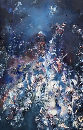 "Nightfall" Oil on Canvas, 40" x 60" by artist Samantha Kaplan. See her portfolio by visiting www.ArtsyShark.com
