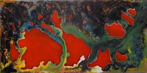 “Landsat#1” Acrylic and Enamel on Canvas, 30” x 15”by artist Shelley Heffler. See her portfolio by visiting www.ArtsyShark.com 