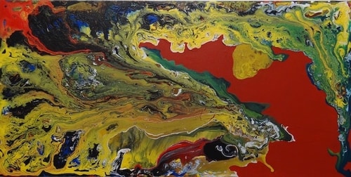 “Landsat#2” Acrylic and Enamel on Canvas, 30” x 15” by artist Shelley Heffler. See her portfolio by visiting www.ArtsyShark.com
