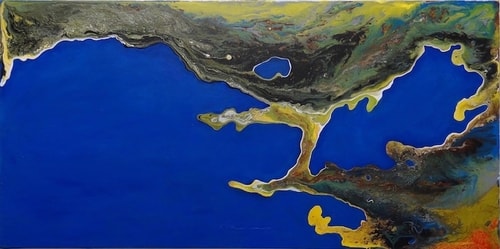 “Landsat#3” Acrylic and Enamel on Canvas, 30” x 15” by artist Shelley Heffler. See her portfolio by visiting www.ArtsyShark.com