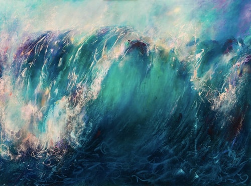 "The Release" Oil on Canvas, 70" x 52" by artist Samantha Kaplan. See her portfolio by visiting www.ArtsyShark.com