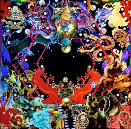 "Dragon Gate" Collage, 32" x 32" by artist Jodi Bee. See her portfolio by visiting www.ArtsyShark.com