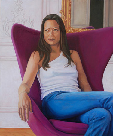 “Isabelle at Home in Paris” Oil on Linen, 20” x 24” by artist Sheila Kern. See her portfolio by visiting www.ArtsyShark.com