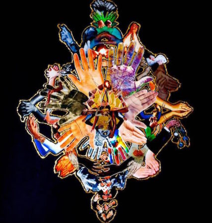 "Magic Hands" Collage, 32" x 32"by artist Jodi Bee. See her portfolio by visiting www.ArtsyShark.com