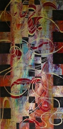 "Red" (Part of a Tryptych) Acrylic, 30" x 60" by artist Diane Salamon. See her portfolio by visiting www.ArtsyShark.com
