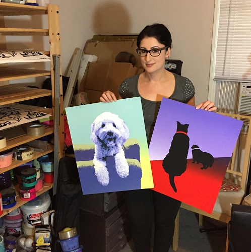 Printmaker Rose Murillo in her studio. Read about this artist at www.Artsyshark.com