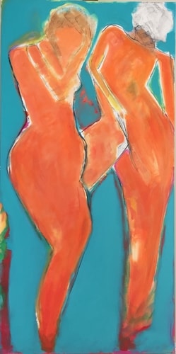 "Dance 2" Acrylic and Charcoal, 24" x 48" by artist Robin Okun. See her portfolio by visiting www.ArtsyShark.com