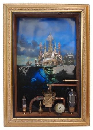 “Delta Waves” Mixed Media Assemblage, 22" x 33" x 5" by artist Vincent Mattina. See his portfolio by visiting www.ArtsyShark.com 