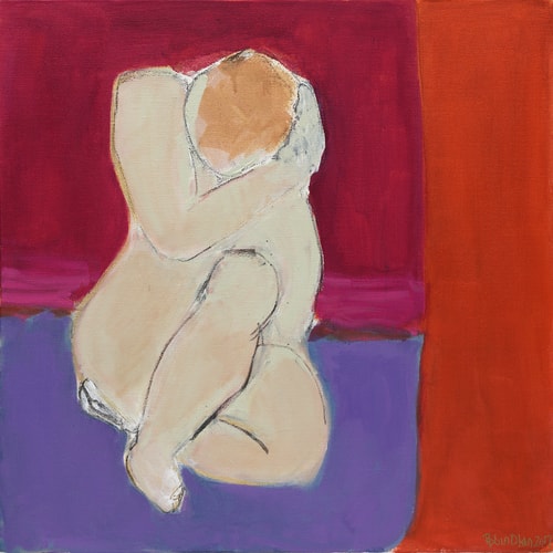 "Wrapped 2" Acrylic and Charcoal, 20" x 20" by artist Robin Okun. See her portfolio by visiting www.ArtsyShark.com