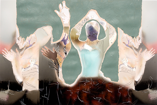 “Hand To Hand” Mixed Media, 33” xs 22” by artist Hank Keneally. See his portfolio by visiting www.ArtsyShark.com