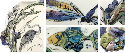 Collage of Vario-us by Ceramic Pieces by artist Nancy Salamon. See her portfolio by visiting www.ArtsyShark.com