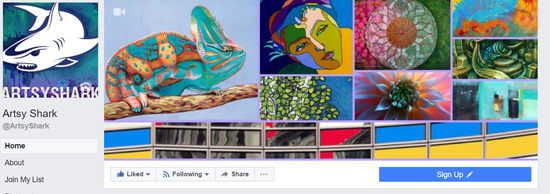 Artsy Shark Facebook page with email opt-in
