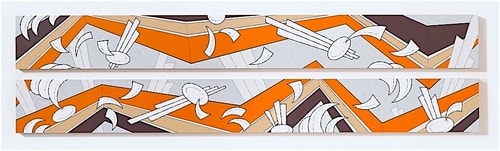 “Cosmicon II” Diptych, Enamel on Wood Panels, 86” x 23” x 2.75” by artist Dennis Ruble. See his portfolio by visiting www.ArtsyShark.com