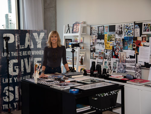 Artist Gail Mancuso in her studio. See her portfolio by visiting www.ArtsyShark.com