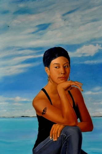 "Katherine" Oil on Canvas, 24" x 40" by artist Lola Stanton. See her portfolio by visiting www.ArtsyShark.com