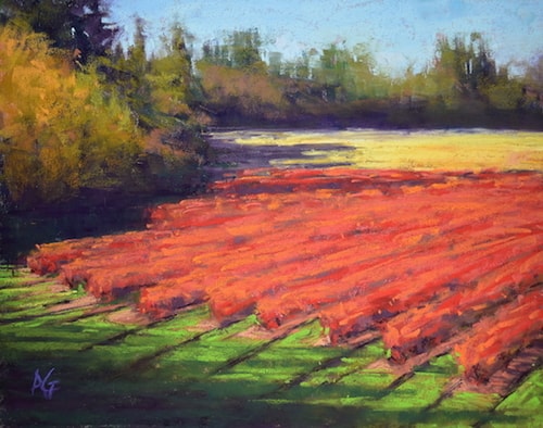 "Blueberry Fields Forever" Pastel, 14" x 11" by artist Alejandra Gos. See her portfolio by visiting www.ArtsyShark.com