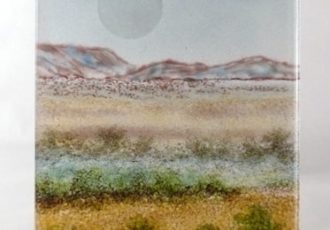 “Desert Moon” Layered Glass Landscape, 6” x 9”by artist Steph Mader. See her portfolio by visiting www.ArtsyShark.com