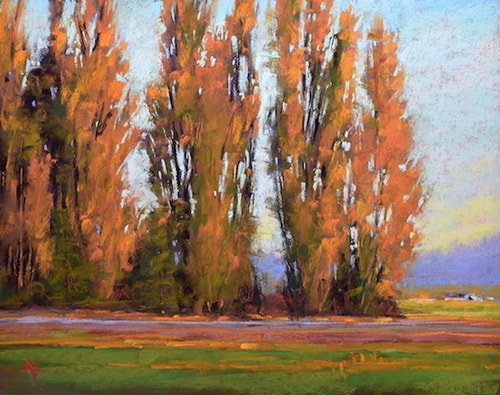 "Evening's Glimmer" Pastel, 12" x 9"by artist Alejandra Gos. See her portfolio by visiting www.ArtsyShark.com 