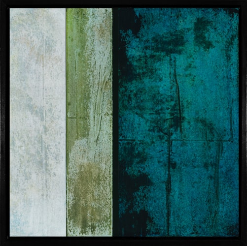 “Glacial Navigation” Mixed Media on Wood, 16” x 16” by artist Douglas Deveny. See his portfolio by visiting www.ArtsyShark.com