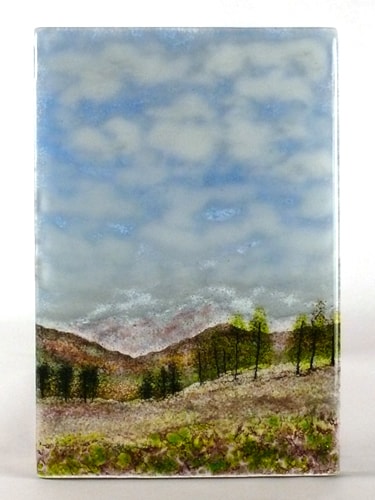 “High Mountain Meadow” Layered Glass Landscape, 6” x 9” by artist Steph Mader. See her portfolio by visiting www.ArtsyShark.com
