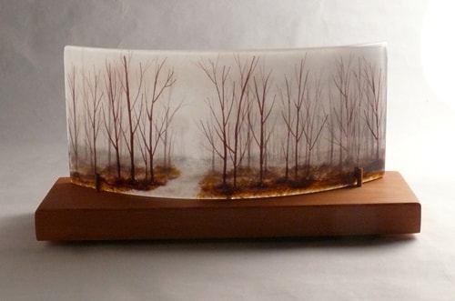 “Into the Mist” Layered Glass Landscape, 17” x 7”by artist Steph Mader. See her portfolio by visiting www.ArtsyShark.com 