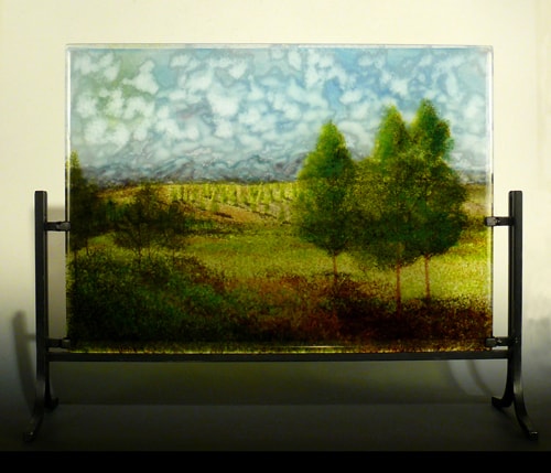 “Mountain Home” Layered Glass Landscape, 17” x 14” by artist Steph Mader. See her portfolio by visiting www.ArtsyShark.com