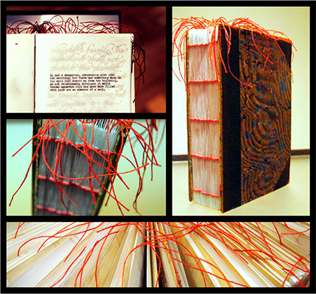 “My Not So Ordinary Life” Altered Book with Vellum, Wax, Ink and Thread, 12” x 8” x 2” by artist Christine Wagner. See her portfolio by visiting www.ArtsyShark.com