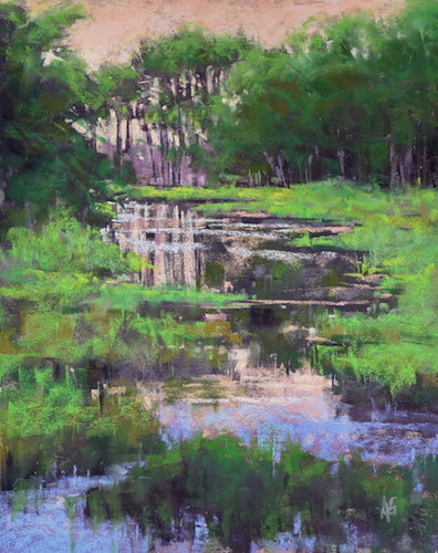 "At Ease" Pastel, 8" x 10" by artist Alejandra Gos. See her portfolio by visiting www.ArtsyShark.com