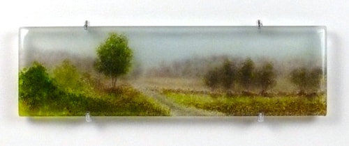 “The Way Home” Layered Glass Landscape, 16” x 4” by artist Steph Mader. See her portfolio by visiting www.ArtsyShark.com