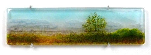 “Turning” Layered Glass Landscape, 16” x 4” by artist Steph Mader. See her portfolio by visiting www.ArtsyShark.com