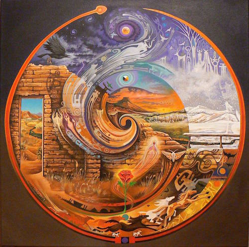 “Abiquiu Spiral” painting of heaven and earth by artist Sam Brown. 