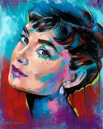 “Audrey Hepburn” Acrylic on Canvas, 48” x 60” by artist Jack Magurany. See his portfolio by visiting www.ArtsyShark.com