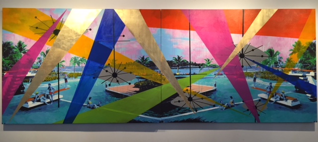 “Caribe, Hilton Pool” Mixed Media, 192” x 60” by artist Carlos Mercado. See his portfolio by visiting www.ArtsyShark.com