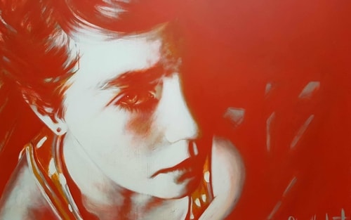 "Red Frankie" Acrylic, 152cm x 102cm by Carly Marchment Supple. See her portfolio by visiting www.ArtsyShark.com