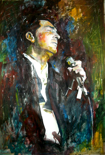 “Dino (Dean Martin)” Mixed Media, 28” x 40” by artist Marcelo Neira. See his portfolio by visiting www.ArtsyShark.com