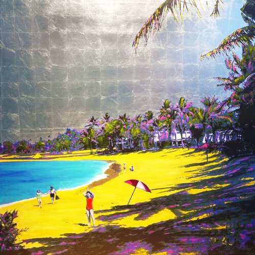 “Dreamland” Mixed Media, 60” x 60” by artist Carlos Mercado. See his portfolio by visiting www.ArtsyShark.com