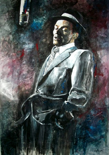 “Frank Sinatra at Capitol” Mixed Media, 28” x 40” by artist Marcelo Neira. See his portfolio by visiting www.ArtsyShark.com