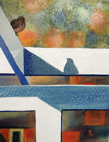 “Finch Angle” Acrylic on panel, 11” x 14” by artist Patricia Bingham. See her portfolio by visiting www.ArtsyShark.com