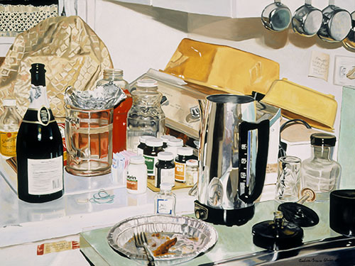 "Grandma's Kitchen" Oil on Canvas, 48" x 36" by artist Andrea Alvin. See her portfolio by visiting www.ArtsyShark.com