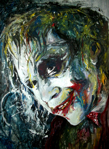 “The Joker is Wild (Heath Ledger) Mixed Media, 28” x 40” by artist Marcelo Neira. See his portfolio by visiting www.ArtsyShark.com