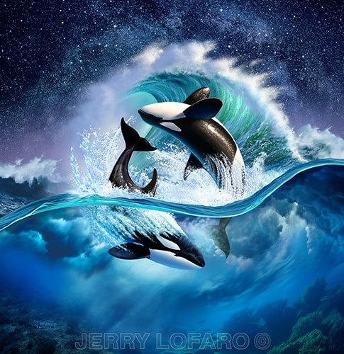 "Orca Wave" Digital Illustration, 24" x 30" by artist Jerry Lofaro. See his portfolio by visiting www.ArtsyShark.com